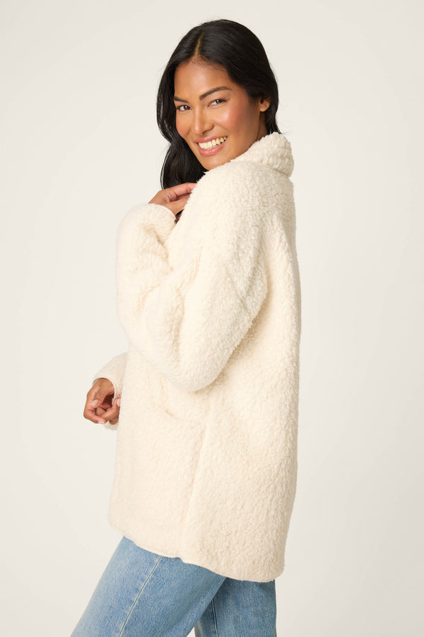 Pj Salvage Luxe Natural Faux Shearling Cardigan