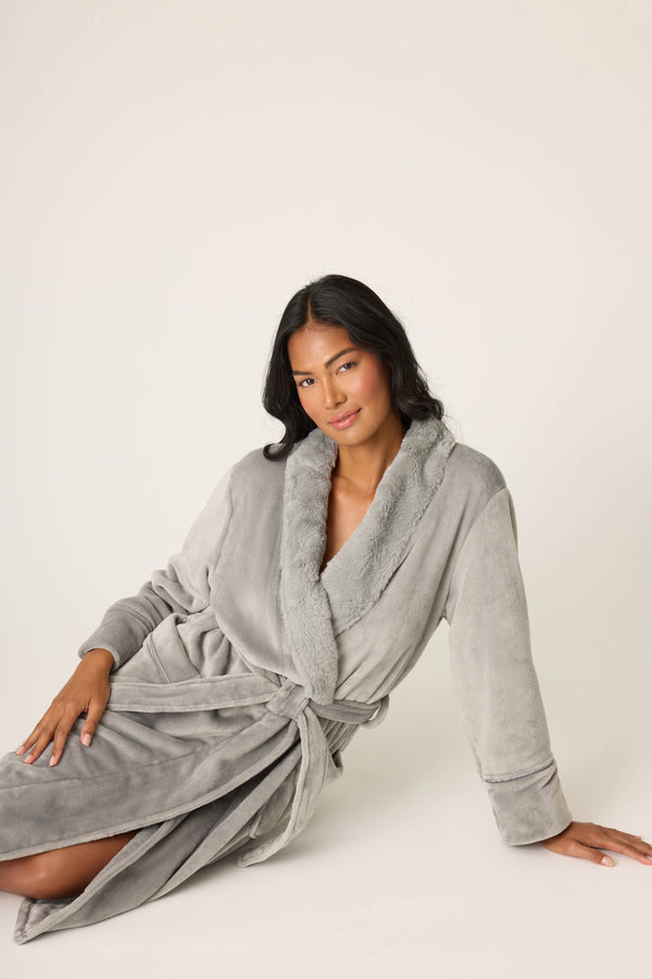 Pj Salvage Luxe Plush Solid Frost Gray Robe