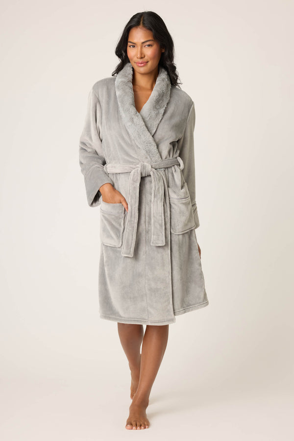 pj salvage Luxe Plush Solid Frost Gray Robe