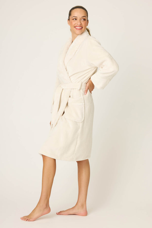 Pj Salvage Luxe Plush Solid Ivory Robe