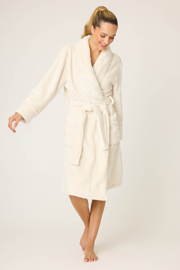 pj salvage Luxe Plush Solid Ivory Robe