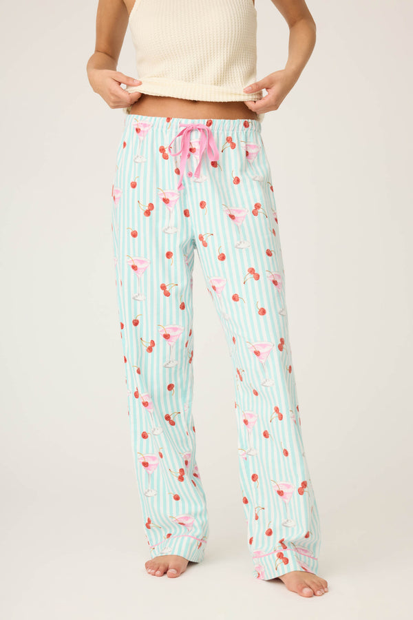 pj salvage Ma Cherie Cherry Print Flannel Pants