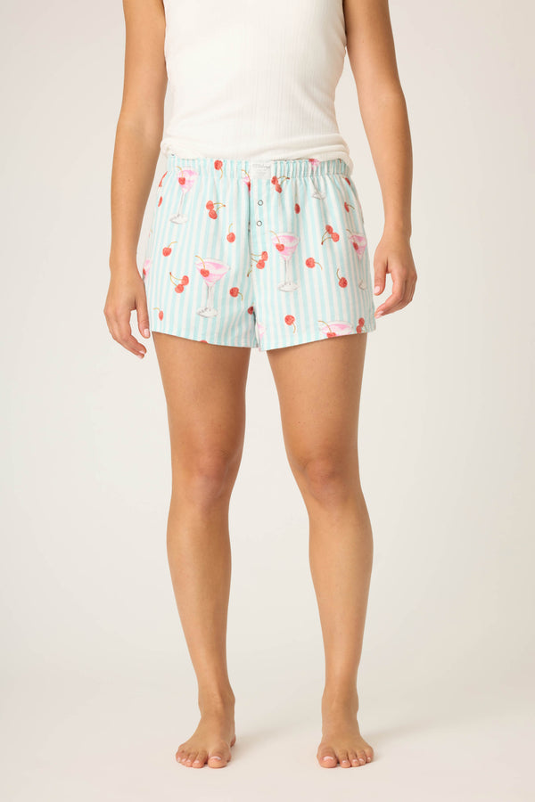 Pj Salvage Ma Cherie Cherry Print Flannel Shorts