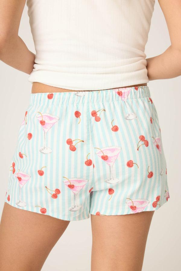 Pj Salvage Ma Cherie Cherry Print Flannel Shorts
