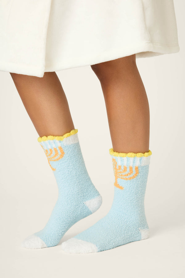 Pj Salvage Menorah Print Crew Socks With Grippers