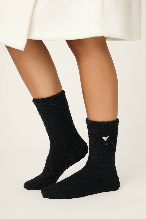 Pj Salvage Merrier With A Martini Fuzzy Crew Socks