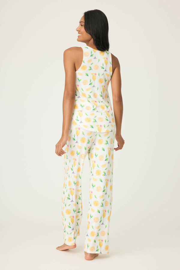 Pj Salvage Mimosa Me Drink Print Tank & Pant PJ Set