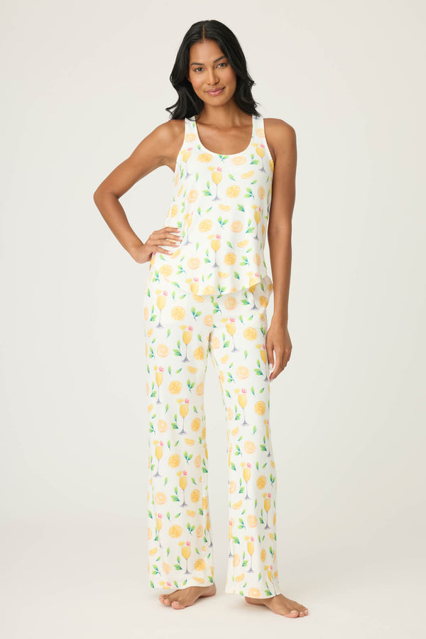 Pj Salvage Mimosa Me Drink Print Tank & Pant PJ Set