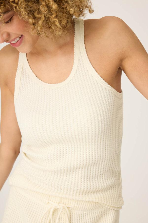 Pj Salvage Morning Waffles Solid Ivory Tank Top