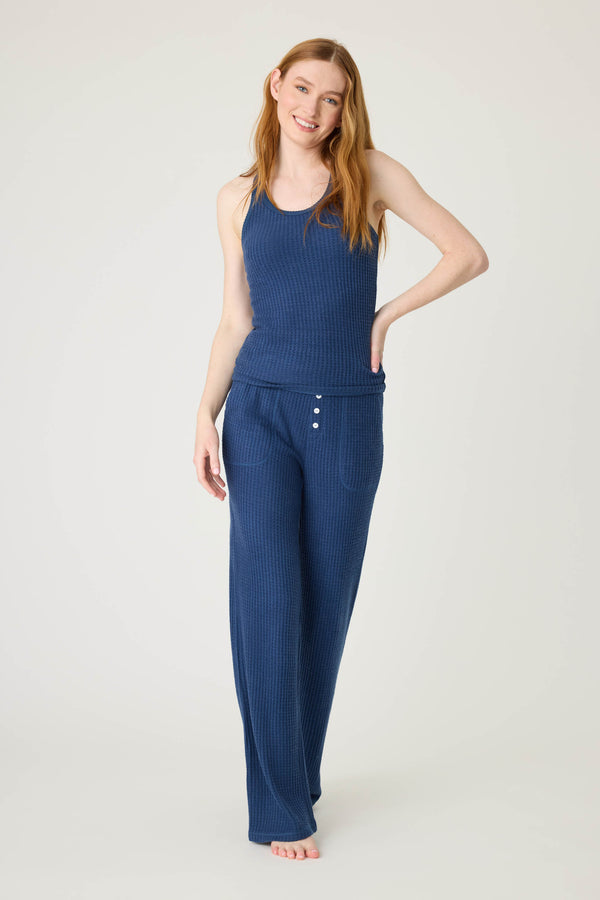 Pj Salvage Morning Waffles Solid Navy Tank Top