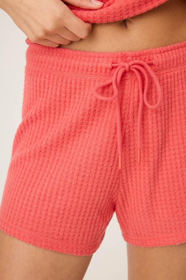 Pj Salvage Morning Waffles Solid Red Shorts