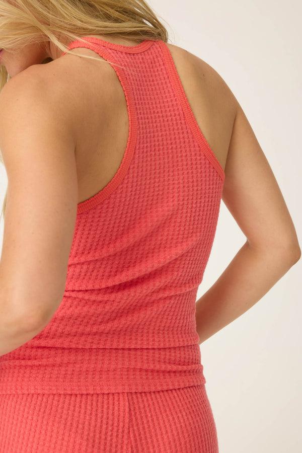 Pj Salvage Morning Waffles Solid Red Tank Top
