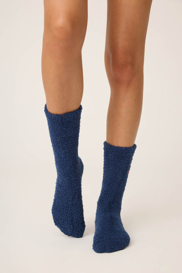 Pj Salvage Parisian Dreams Heart Print Crew Socks