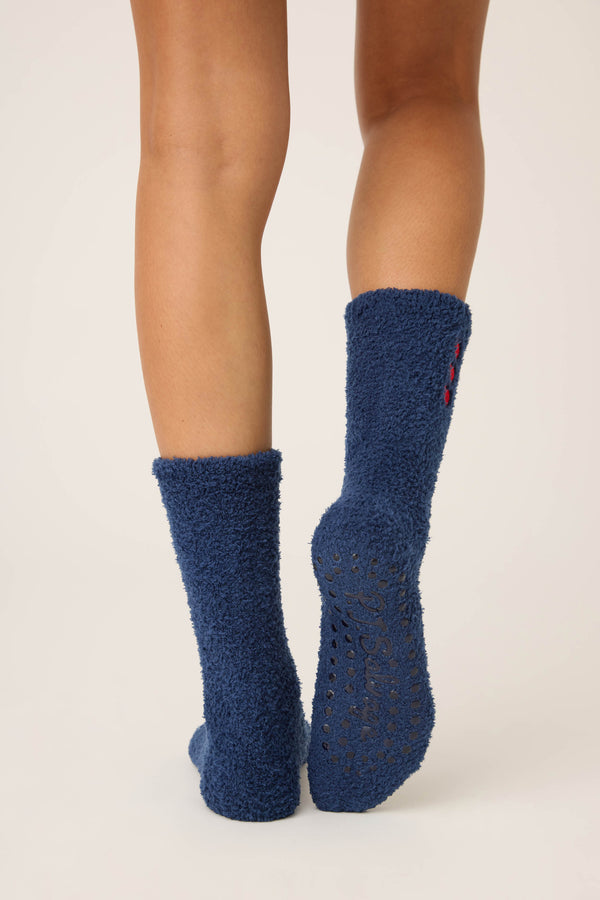 Pj Salvage Parisian Dreams Heart Print Crew Socks