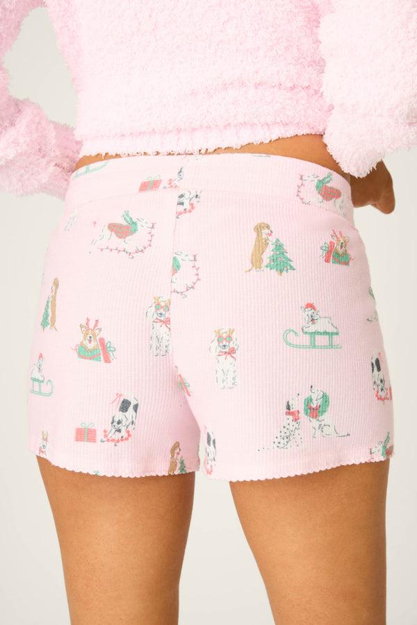 Pj Salvage Peace & Pawlidays Dog Print Shorts