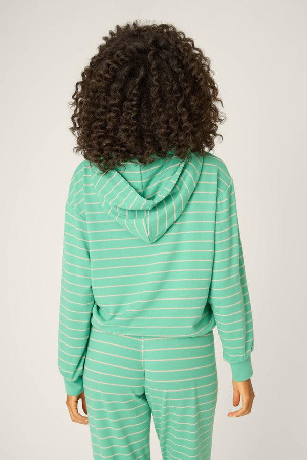 Pj Salvage Peace & Pawlidays Green Stripe Hoodie