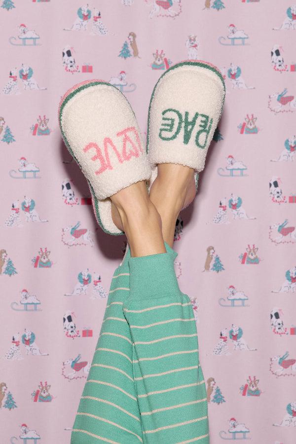 pj salvage Peace & Pawlidays Ivory Slippers