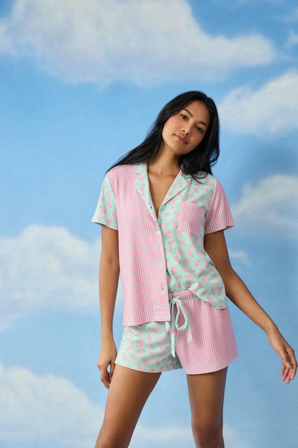 pj salvage Secret Garden Striped Floral Short Set