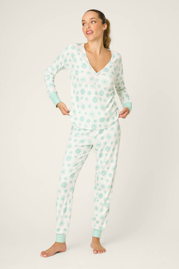Pj Salvage Snowflake Wishes Pointelle Pants Set