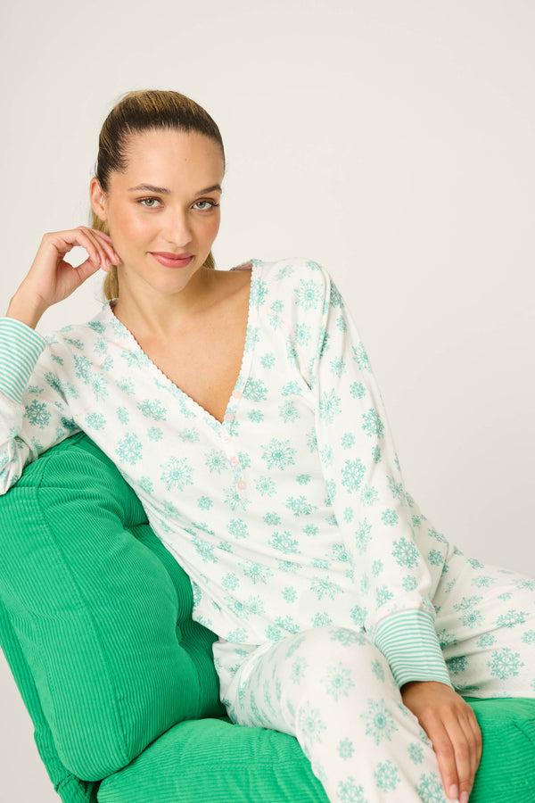 pj salvage Snowflake Wishes Pointelle Pants Set