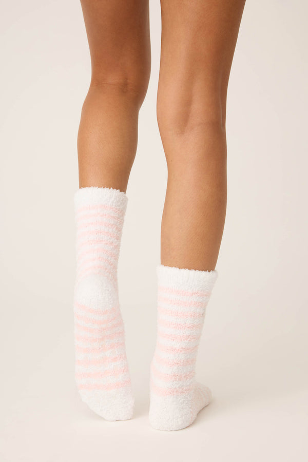 Pj Salvage Striped Snowflake Fuzzy Crew Socks