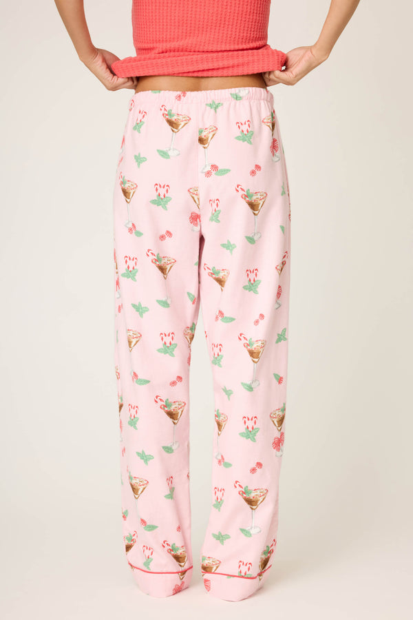 Pj Salvage Tini Time Drink Print Flannel Pants