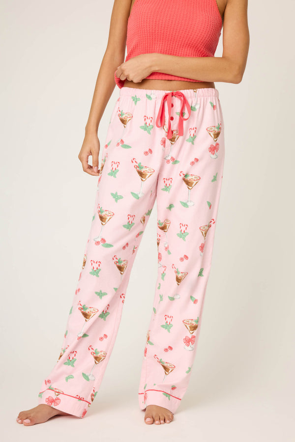 pj salvage Tini Time Drink Print Flannel Pants
