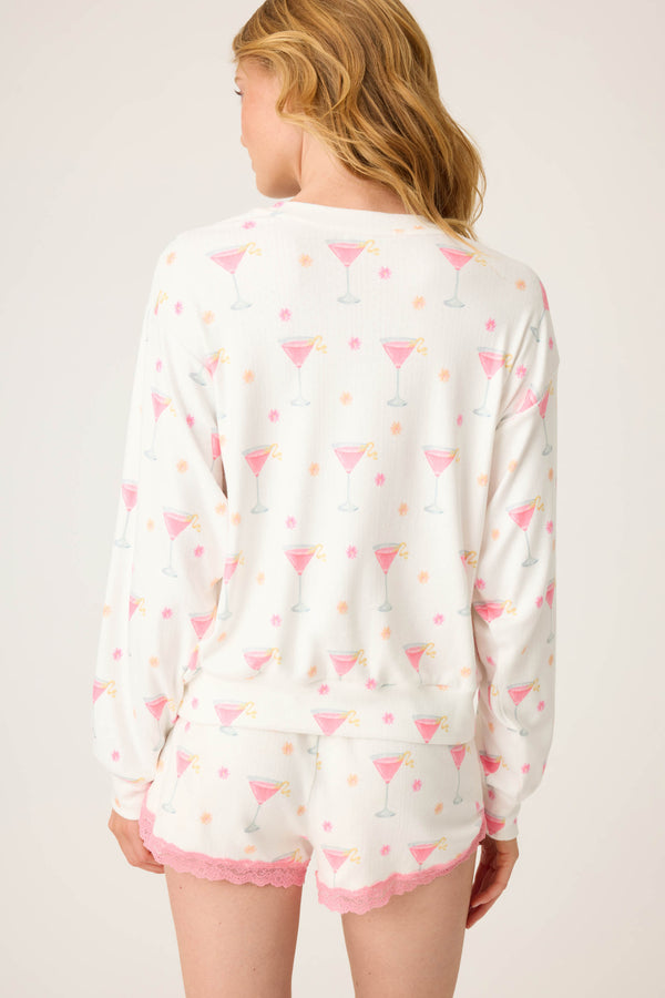 Pj Salvage Tini Time Drinks Long Sleeve Top