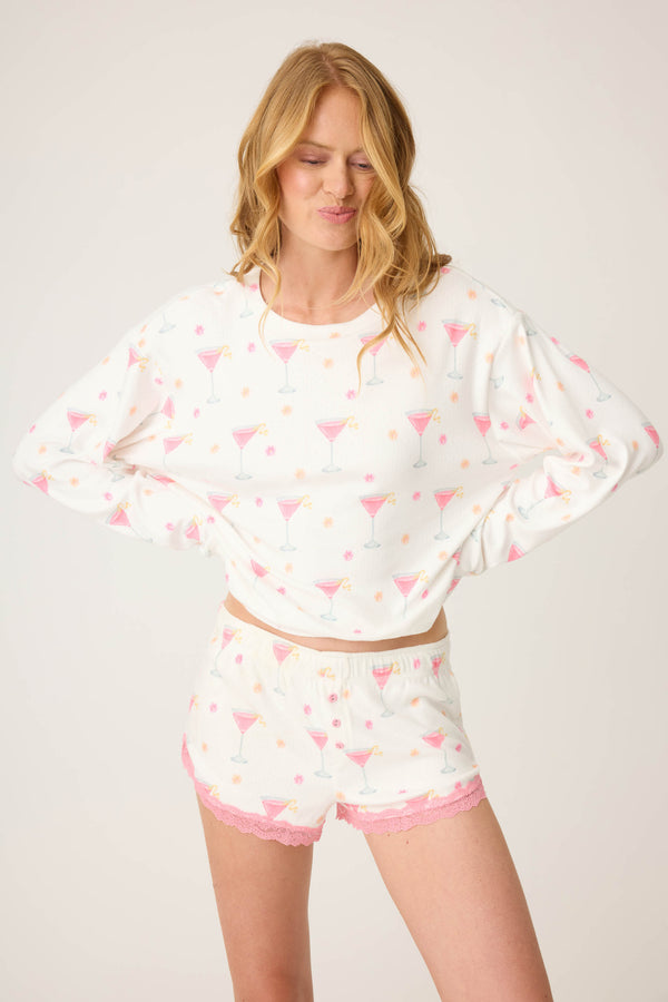 Pj Salvage Tini Time Drinks Long Sleeve Top