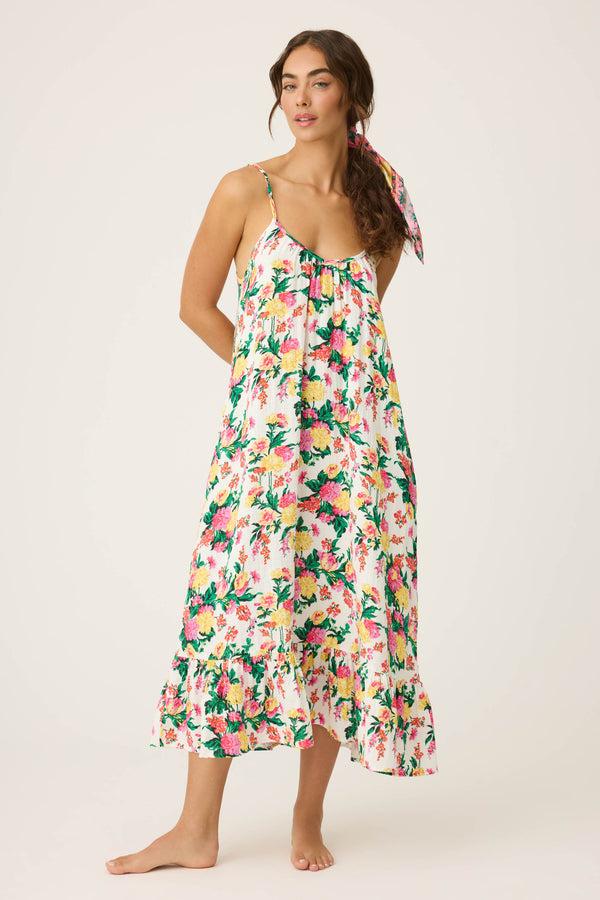 Pj Salvage Tropical Floral Print Midi Dress