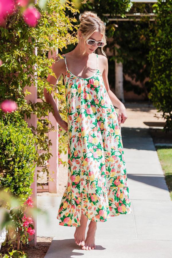 pj salvage Tropical Floral Print Midi Dress