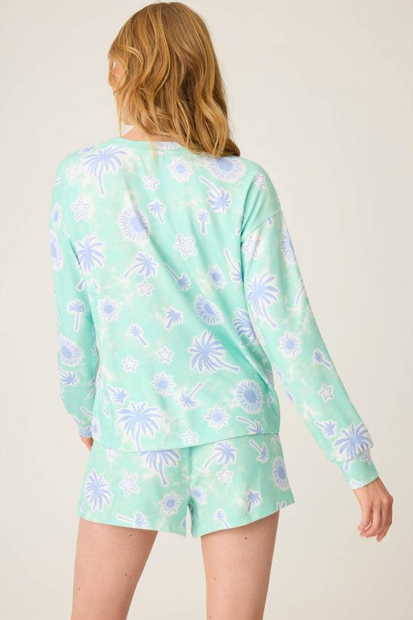 Pj Salvage Vacay Vibes Palm Print Long Sleeve Top