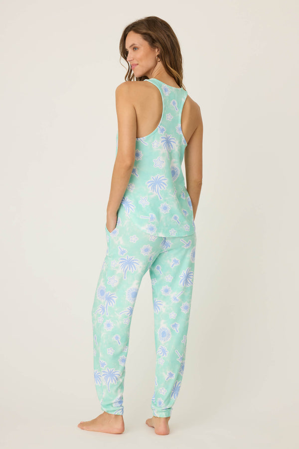 Pj Salvage Vacay Vibes Palm Print Loungewear Set