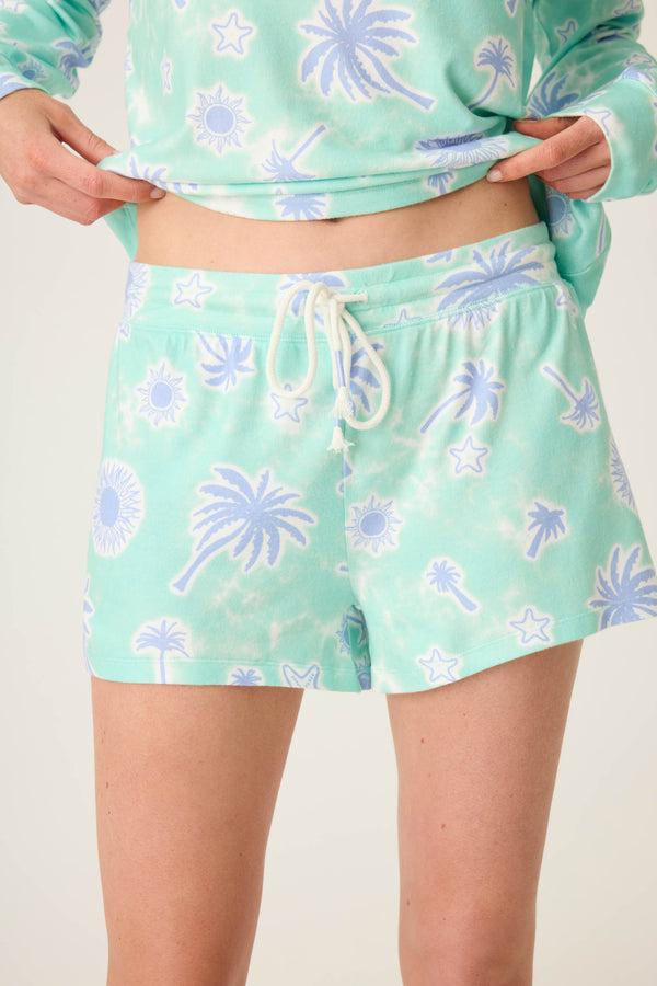 pj salvage Vacay Vibes Palm Print Shorts