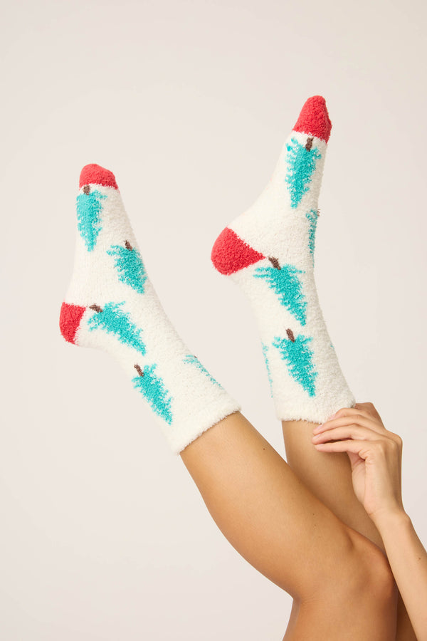 Pj Salvage Winter Tree Fuzzy Crew Socks