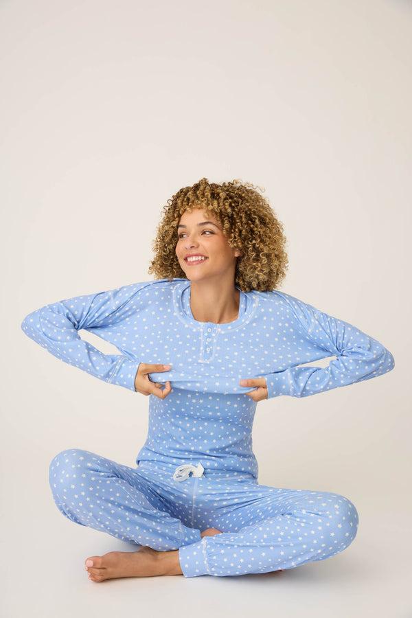Pj Salvage Pointelle Essentials Ditsy Star 4-Piece Loungewear Set