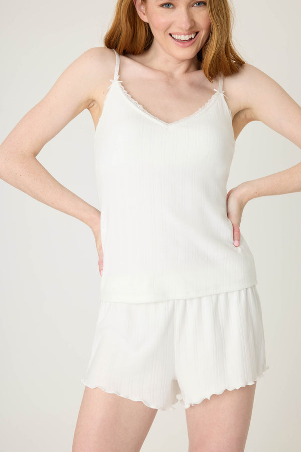 Pj Salvage Pointelle Essentials Solid Ivory Camisole