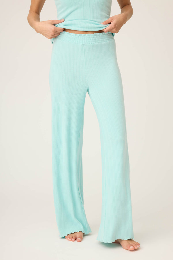pj salvage Pointelle Essentials Solid Mint Open Leg Pant