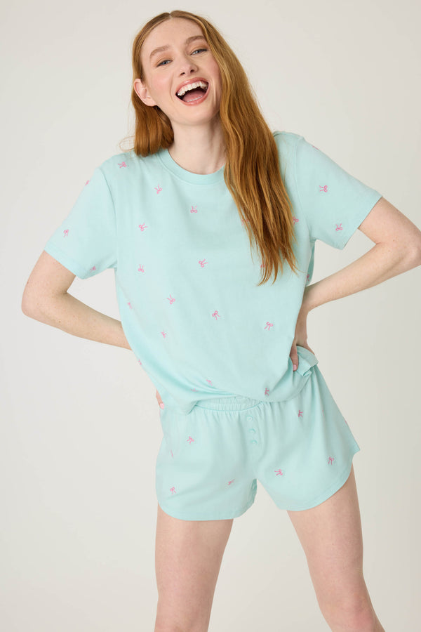 Pj Salvage Pretty Punch Bow Print Loungewear Short Set