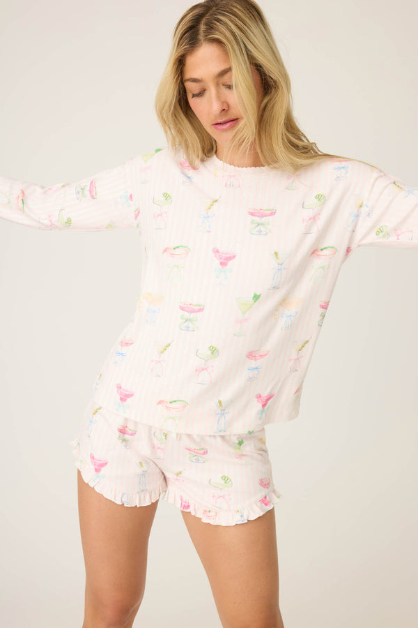 Pj Salvage Pretty Punch Cocktail Print Long Sleeve Top