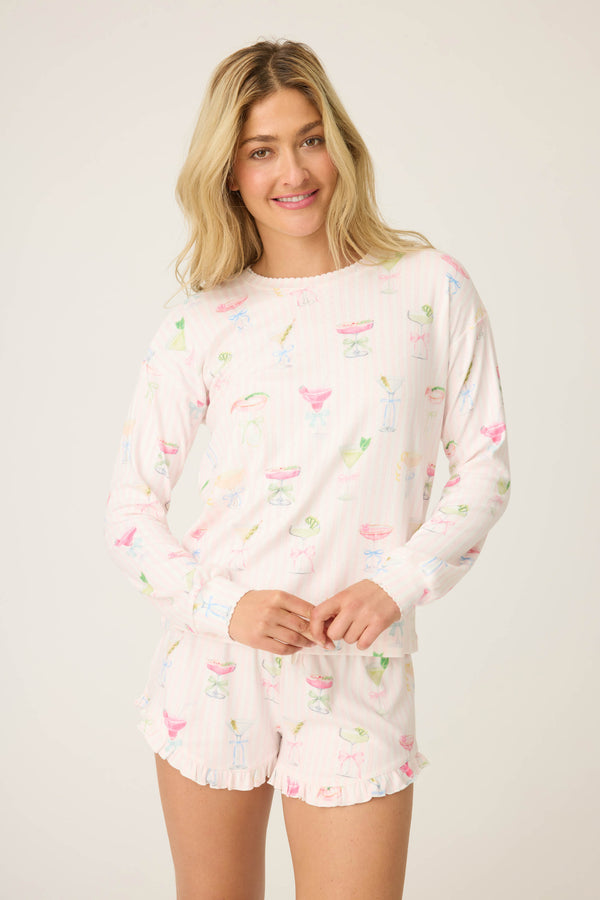 pj salvage Pretty Punch Cocktail Print Long Sleeve Top