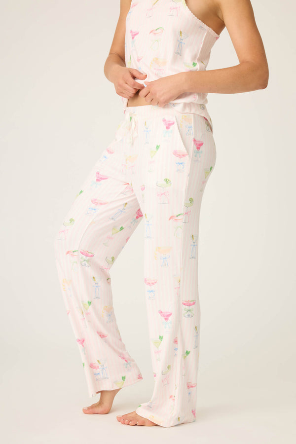 Pj Salvage Pretty Punch Cocktail Print Open Leg Pants