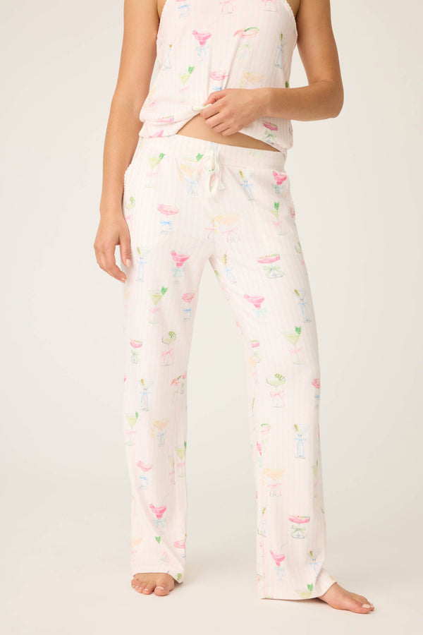 Pj Salvage Pretty Punch Cocktail Print Open Leg Pants