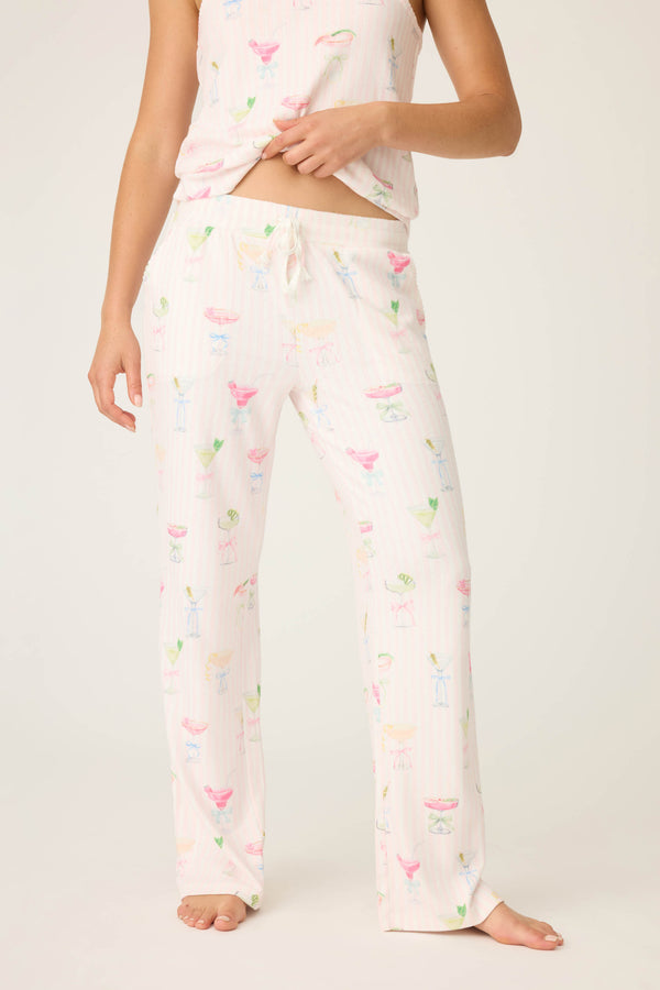 pj salvage Pretty Punch Cocktail Print Open Leg Pants