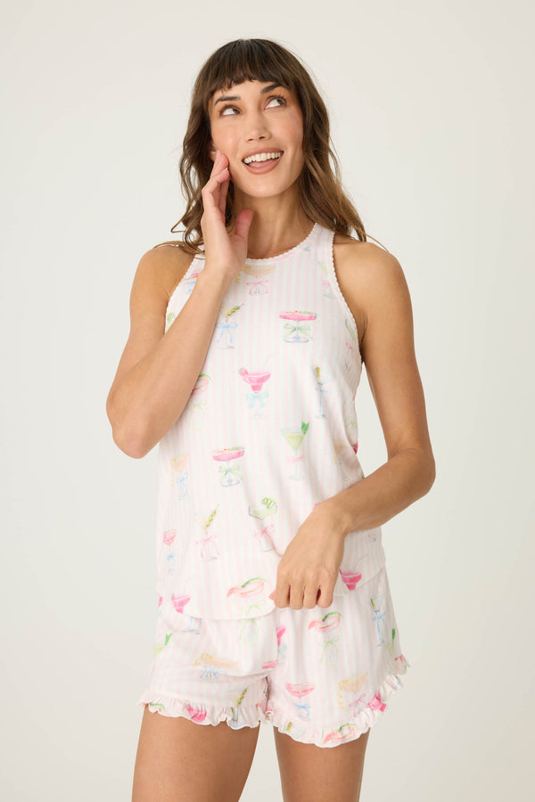pj salvage Pretty Punch Cocktail Print Racerback Tank Top