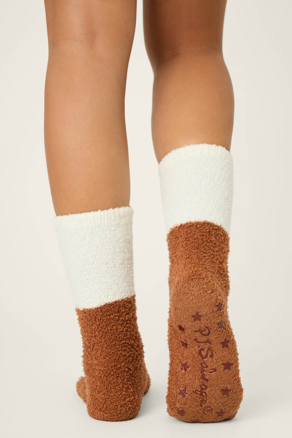 Pj Salvage Ski Jammie Classics Gingerbreand Gal Crew Socks With Grippers