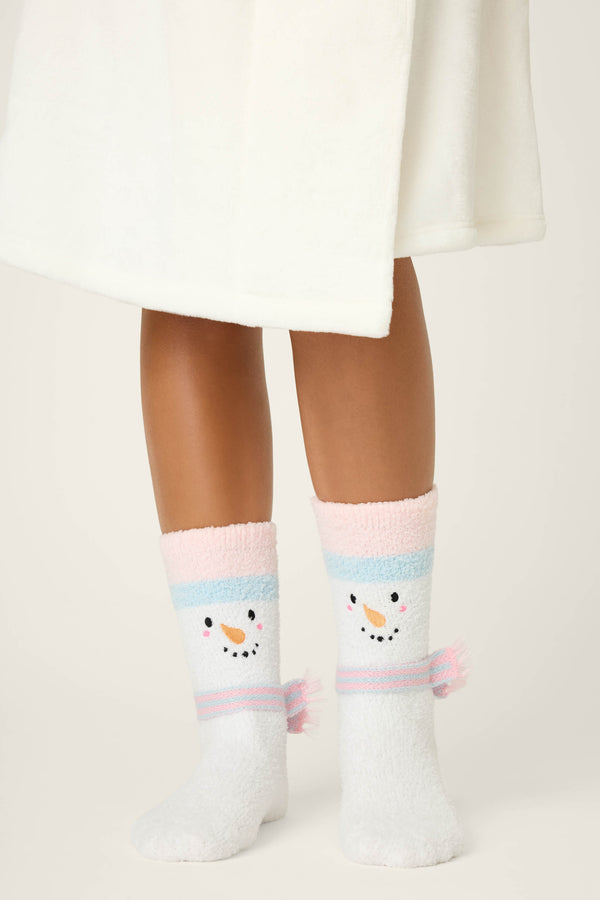 Pj Salvage Ski Jammie Classics Snowman Crew Socks With Grippers