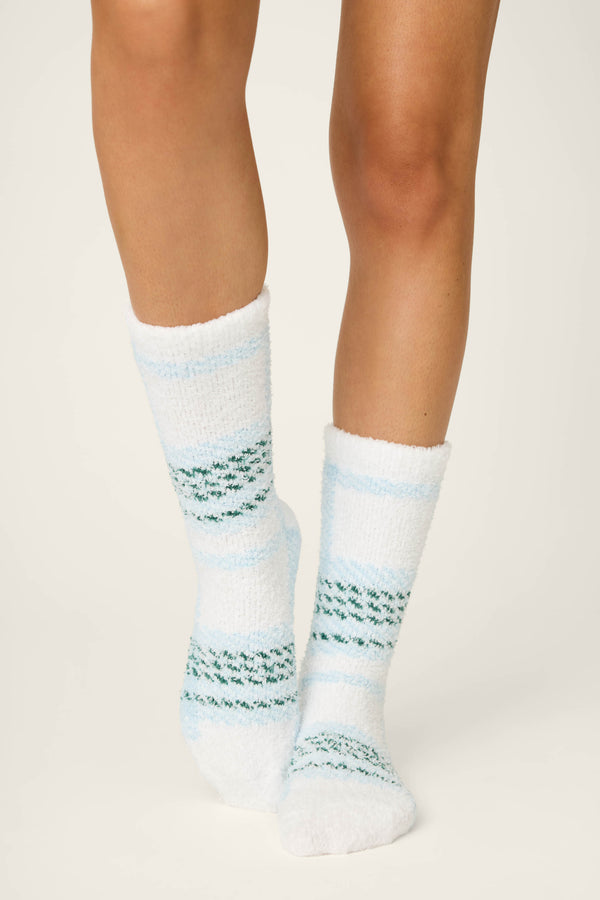 Pj Salvage Ski Jammie Plaid Crew Socks With Grippers