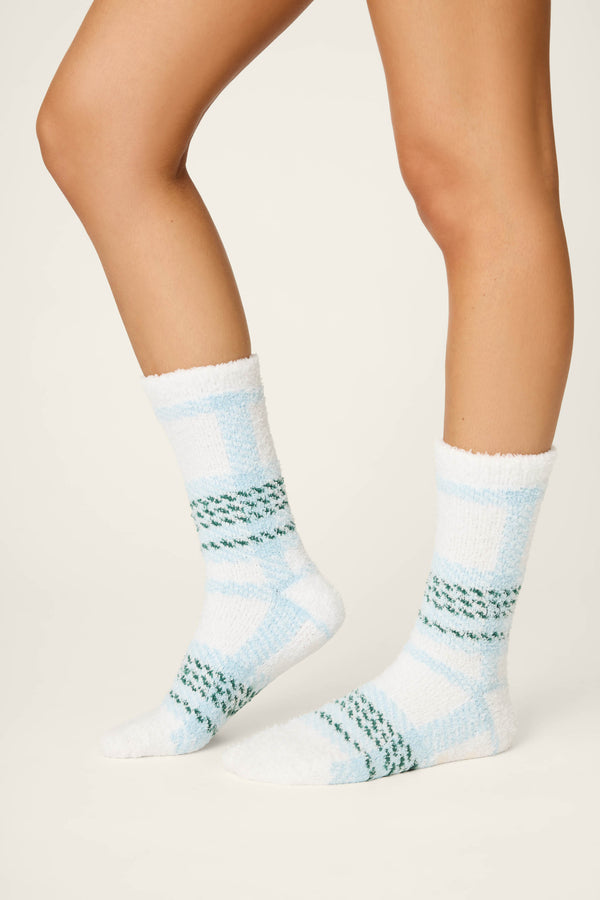 Pj Salvage Ski Jammie Plaid Crew Socks With Grippers