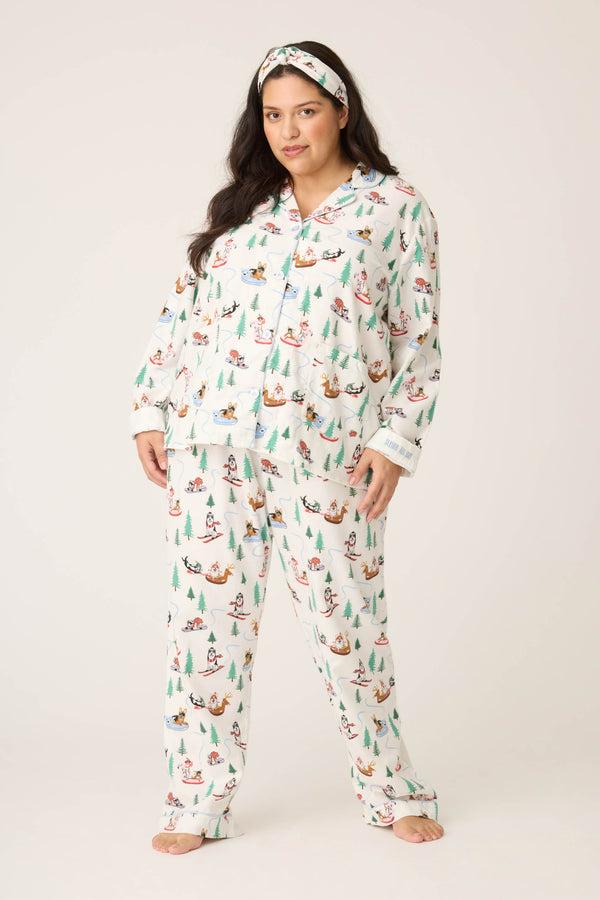 pj salvage Sleigh All Day 3-Piece Plus Size Flannel PJ Set